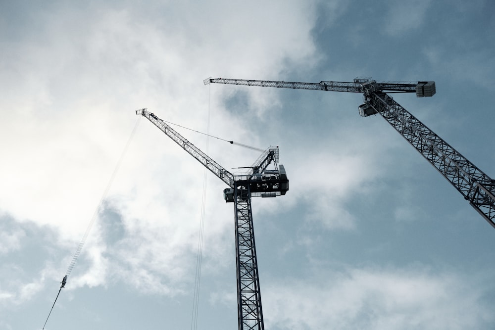 black crane under cloudy sky during daytime