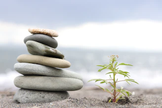 gray and brown stone stack