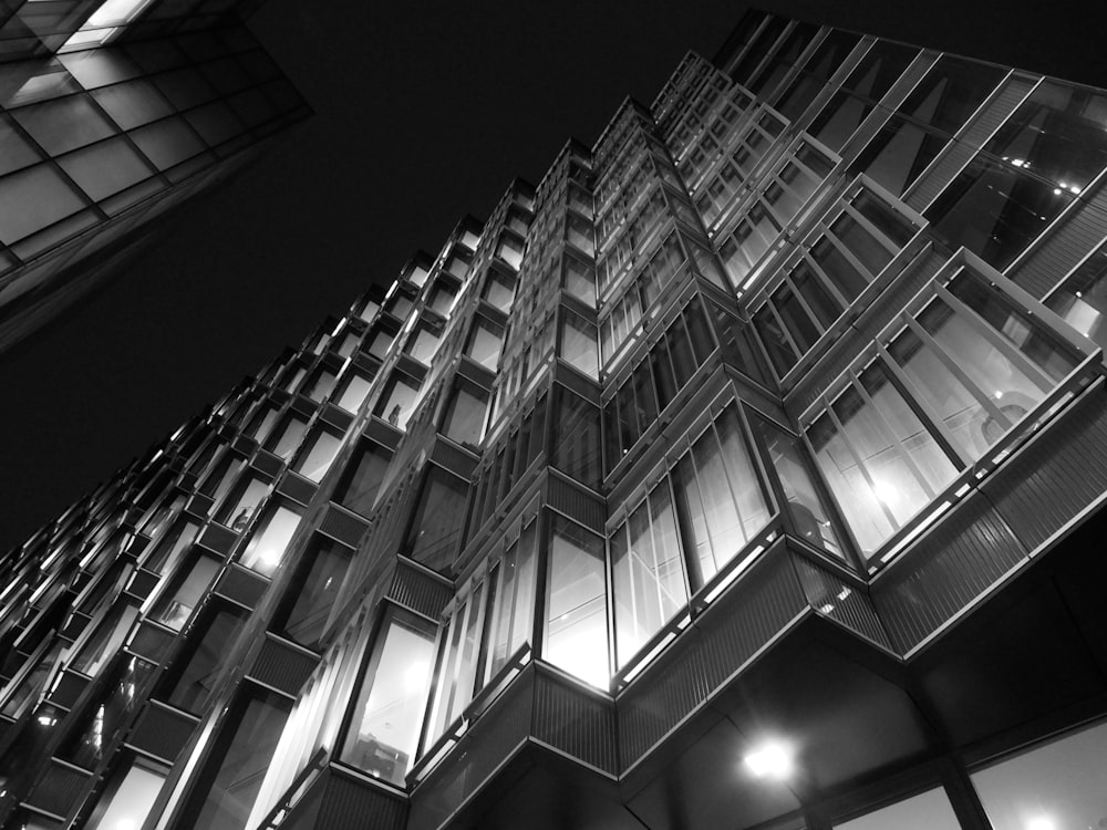 white and black building during night time