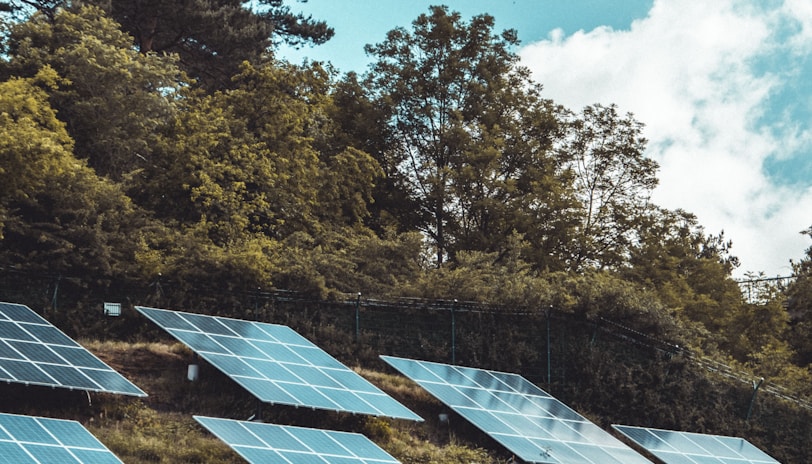 solar panels on green grass field