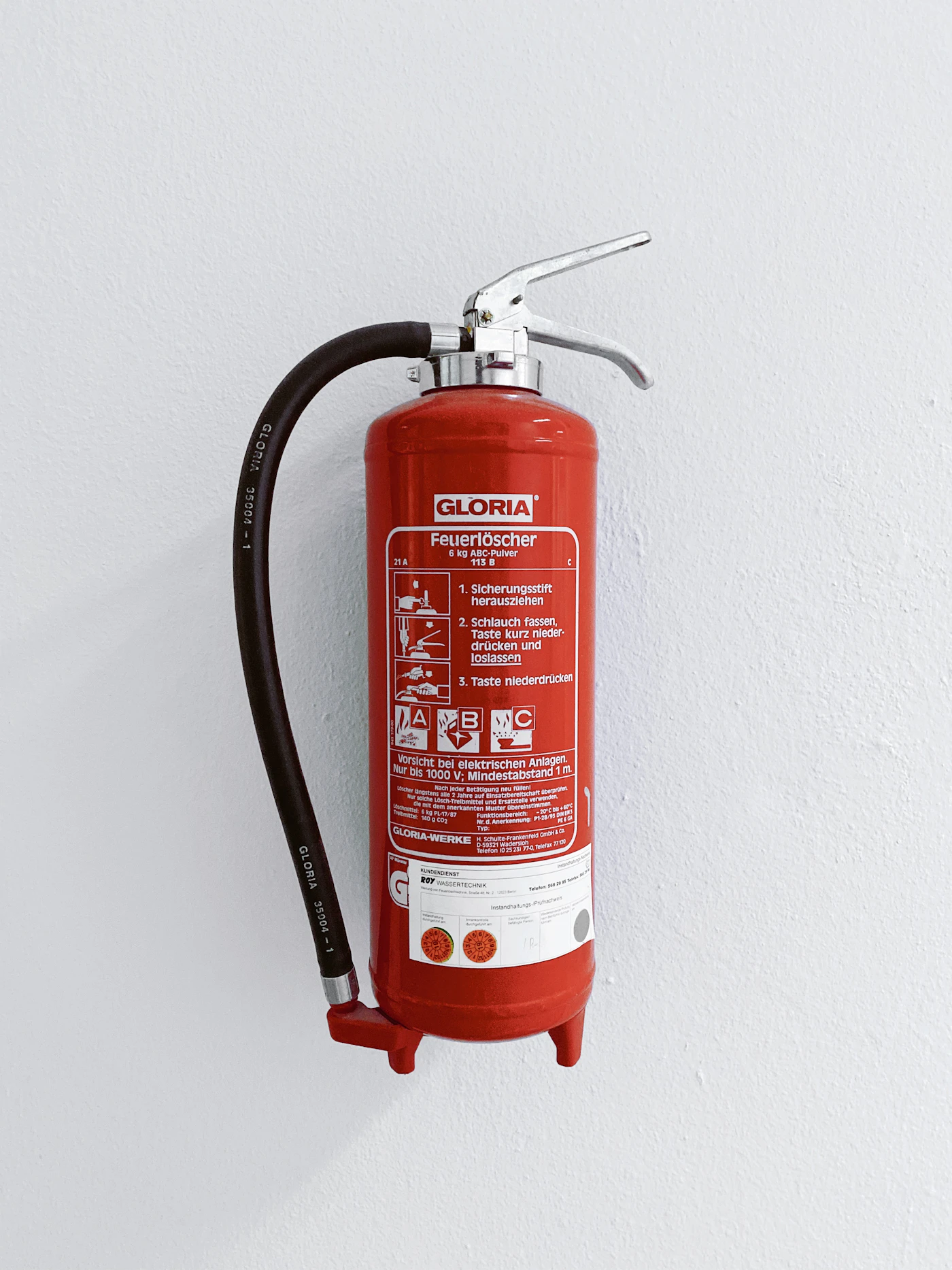 Fire extinguisher mounted on a wall