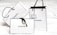Three white shopping bags with black handles and bold black 'Chanel' branding displayed prominently. The bags are set against a light background, creating a minimalist and luxurious aesthetic. One of the bags has a small tag with additional branding.