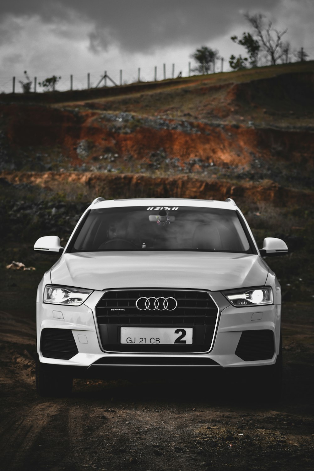 white audi a 4 on road