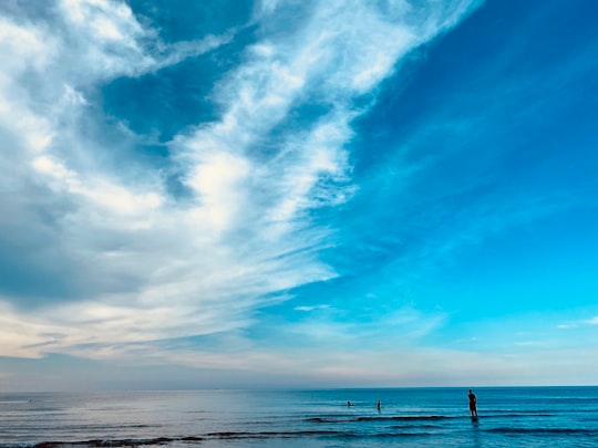 blue sky and white clouds over the sea in Nantasket Beach United States