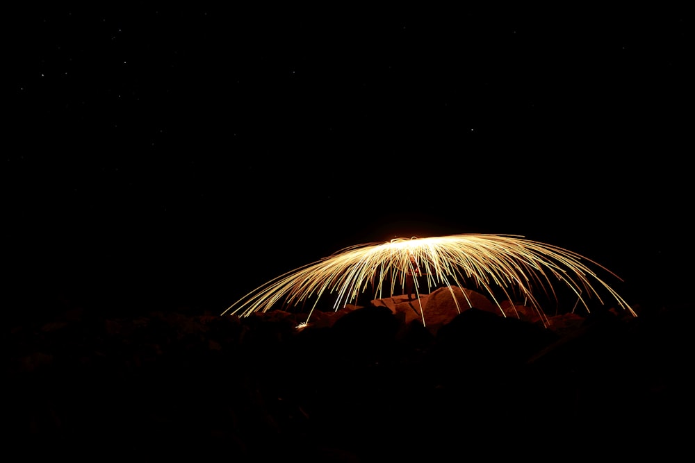 time lapse photography of orange fireworks