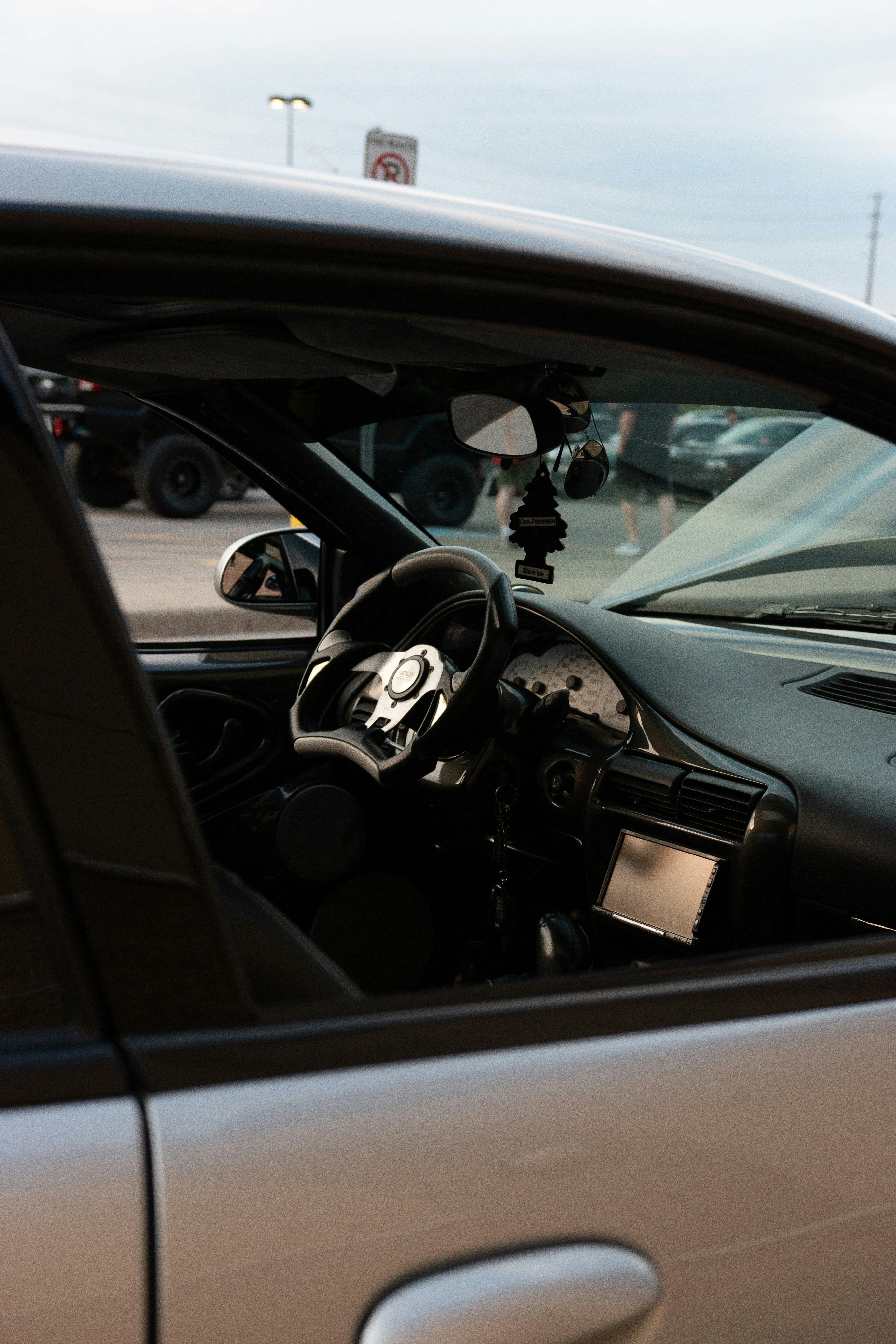 black and silver car interior