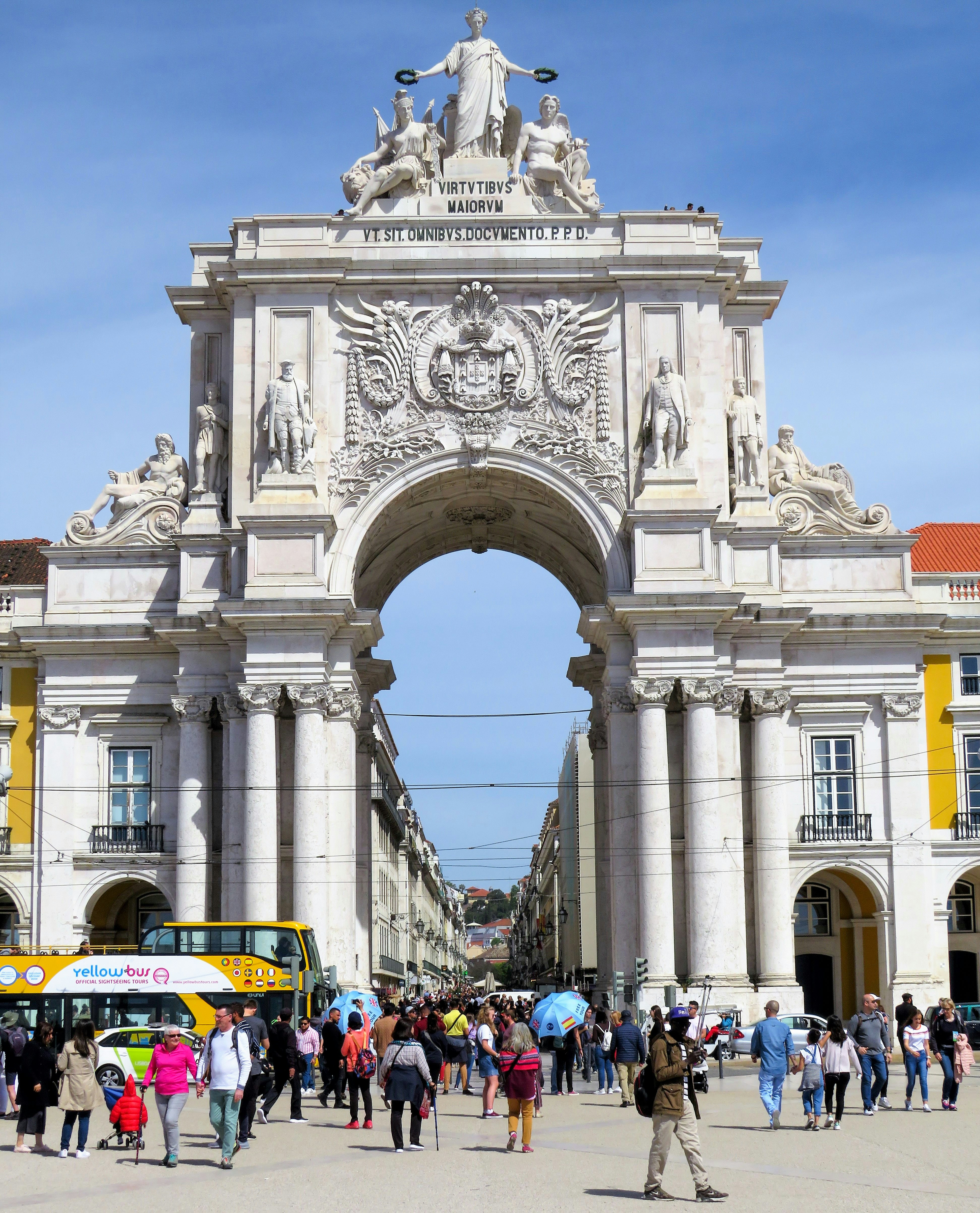 Rua Augusta Arch on the Praca do Comercio in Lisbon, Portugal.