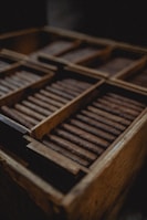 brown wooden frame on black table