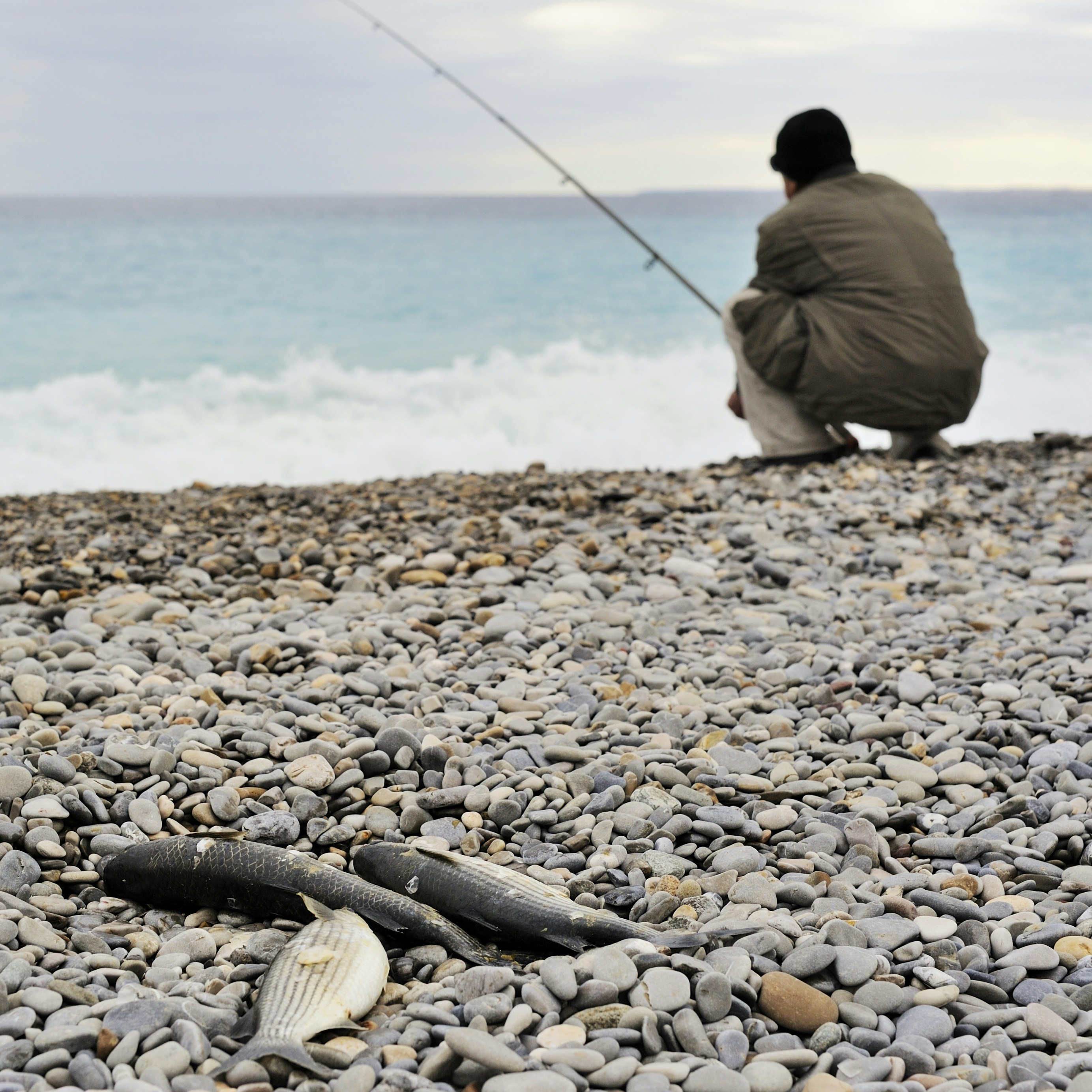 man in brown jacket fishing on sea shore during daytime
