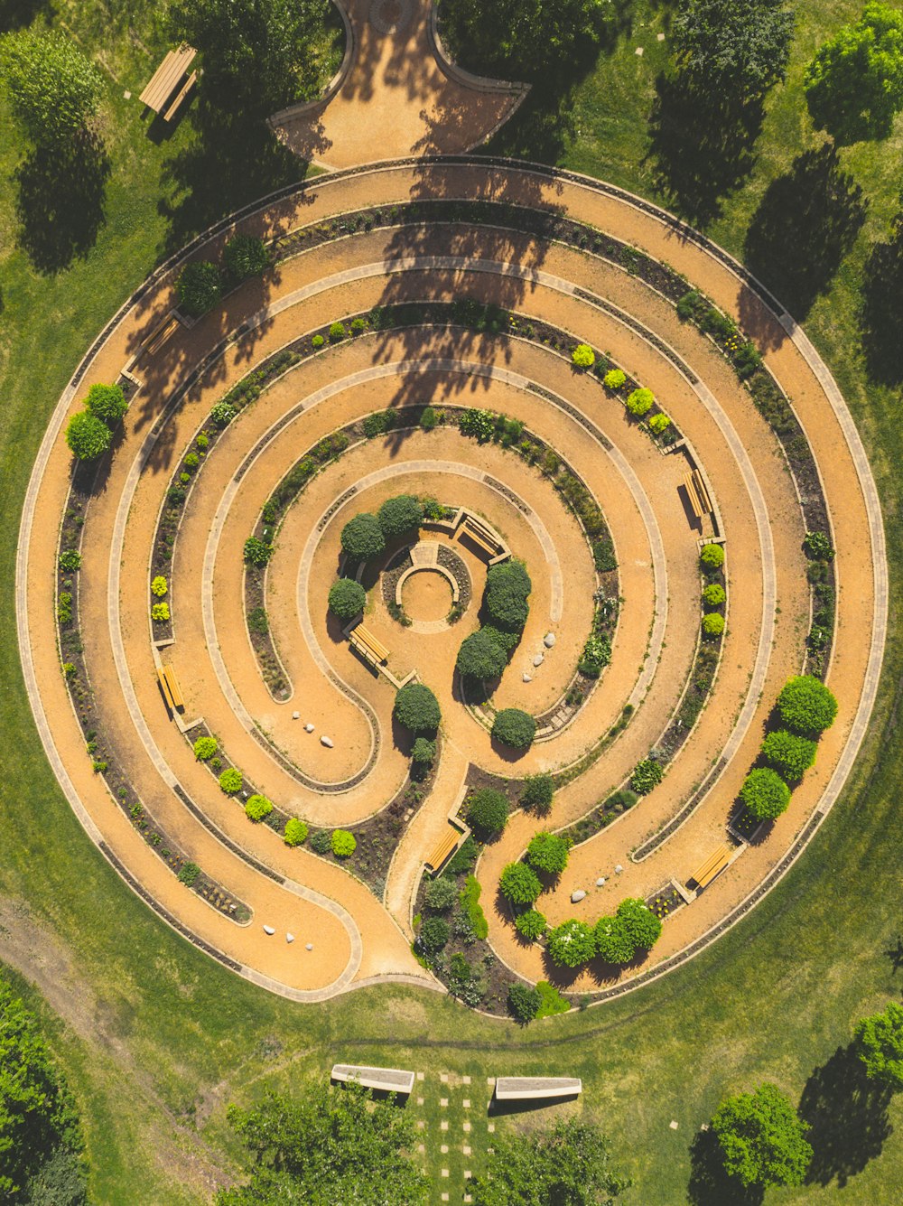 aerial view of green grass field