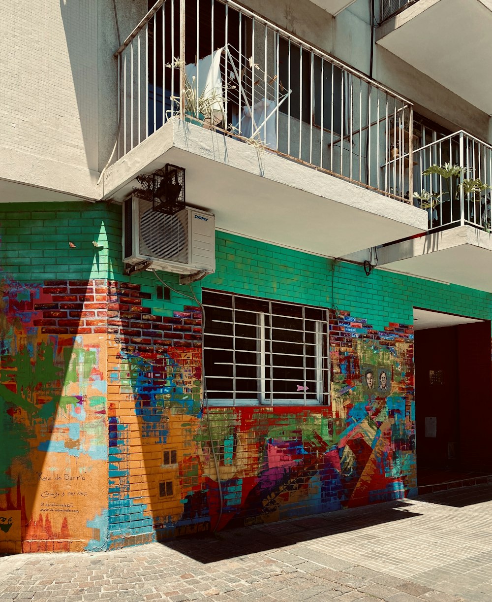 blue red and green painted house