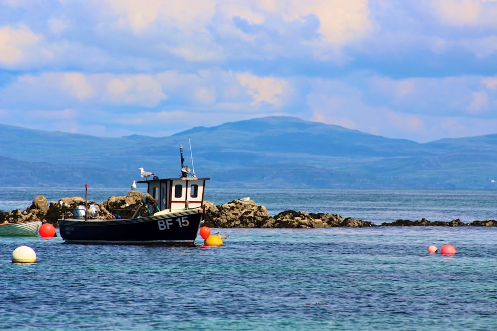 black boat on sea under blue sky during daytime