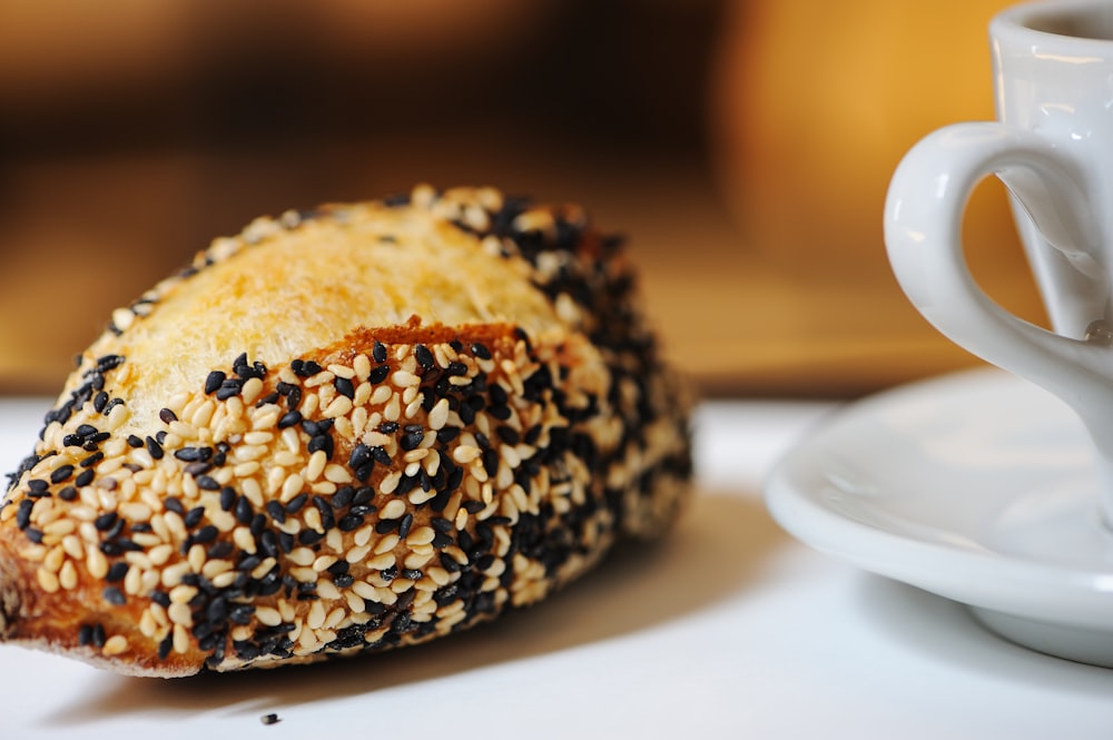 brown and black pastry on white ceramic plate