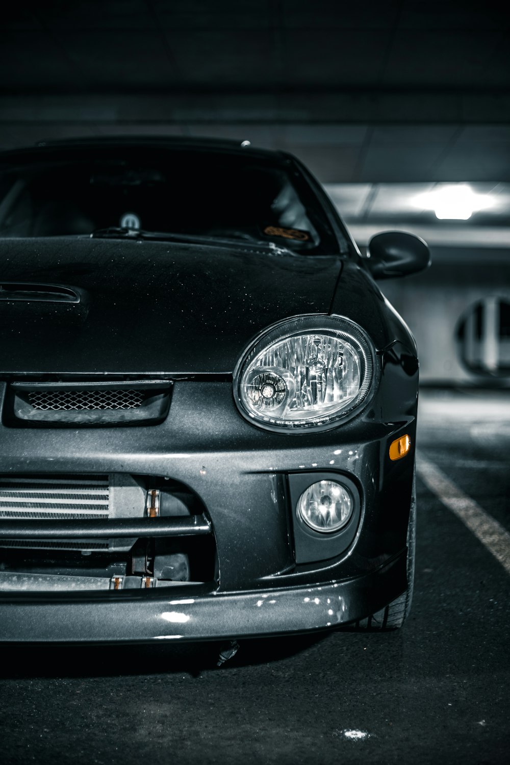 black car on the road