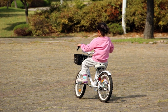boy in pink hoodie riding motorcycle on brown dirt road during daytime in Daejeon South Korea