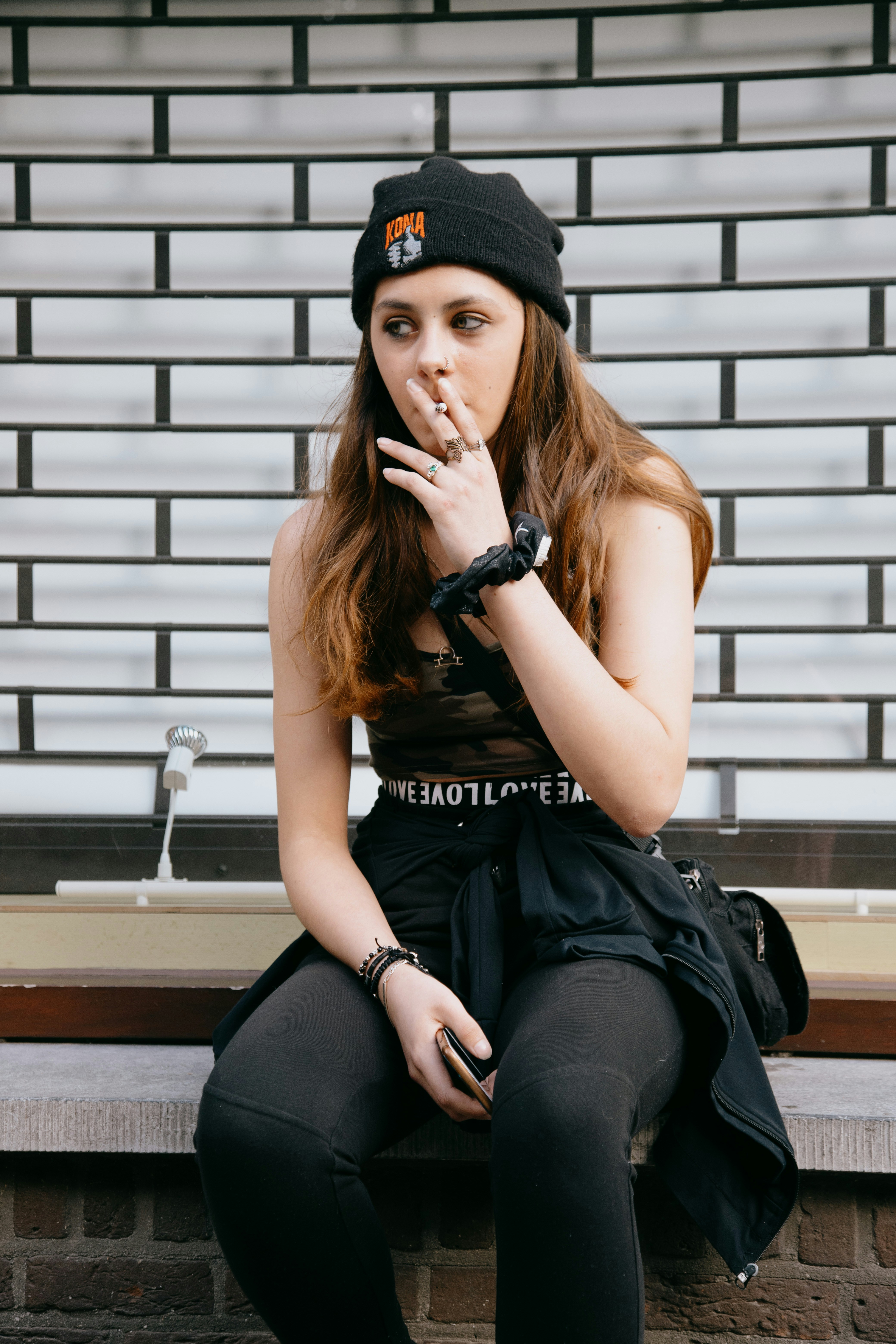 Just like I do so many times, she was sitting in front of a music shop, having a little cigarette break. I loved how different she looked in comparison to all the \
