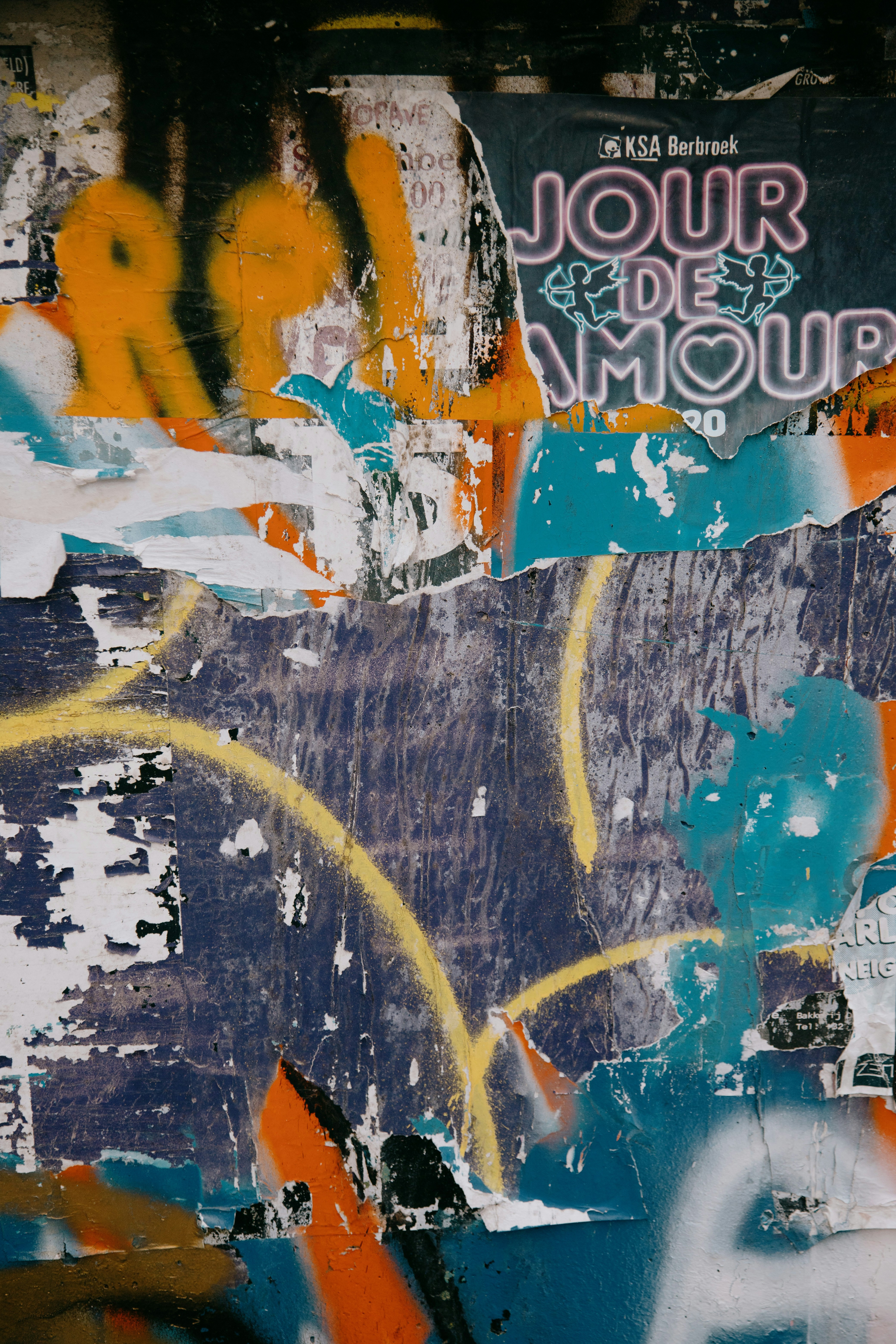 blue white and orange graffiti