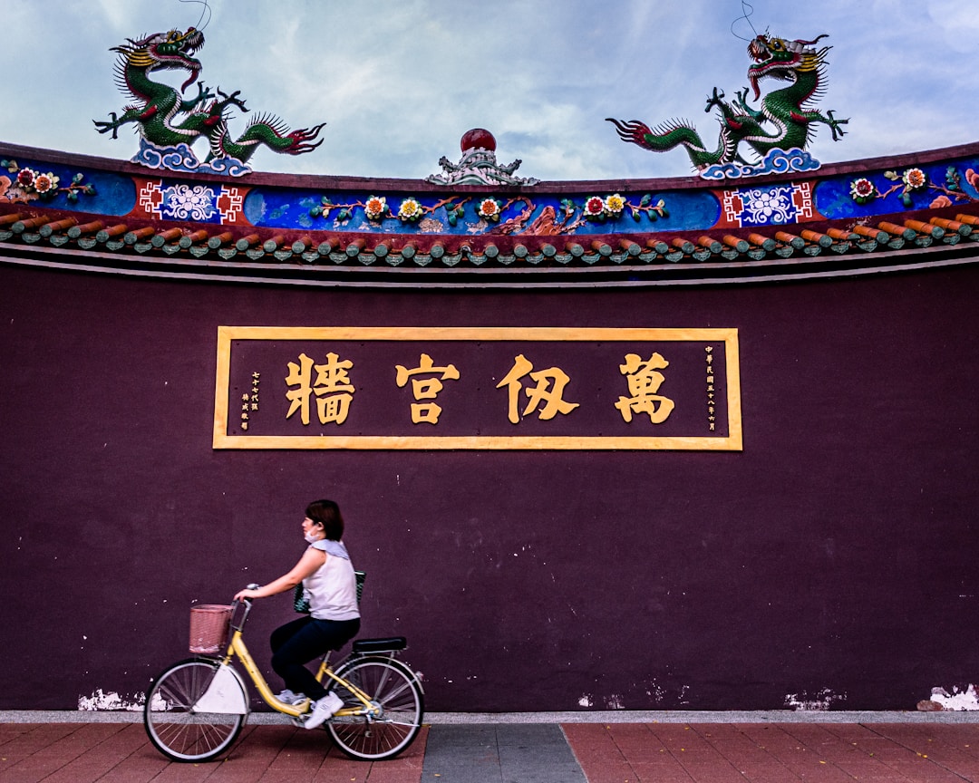 Cyclists on ancient Chinese city wall