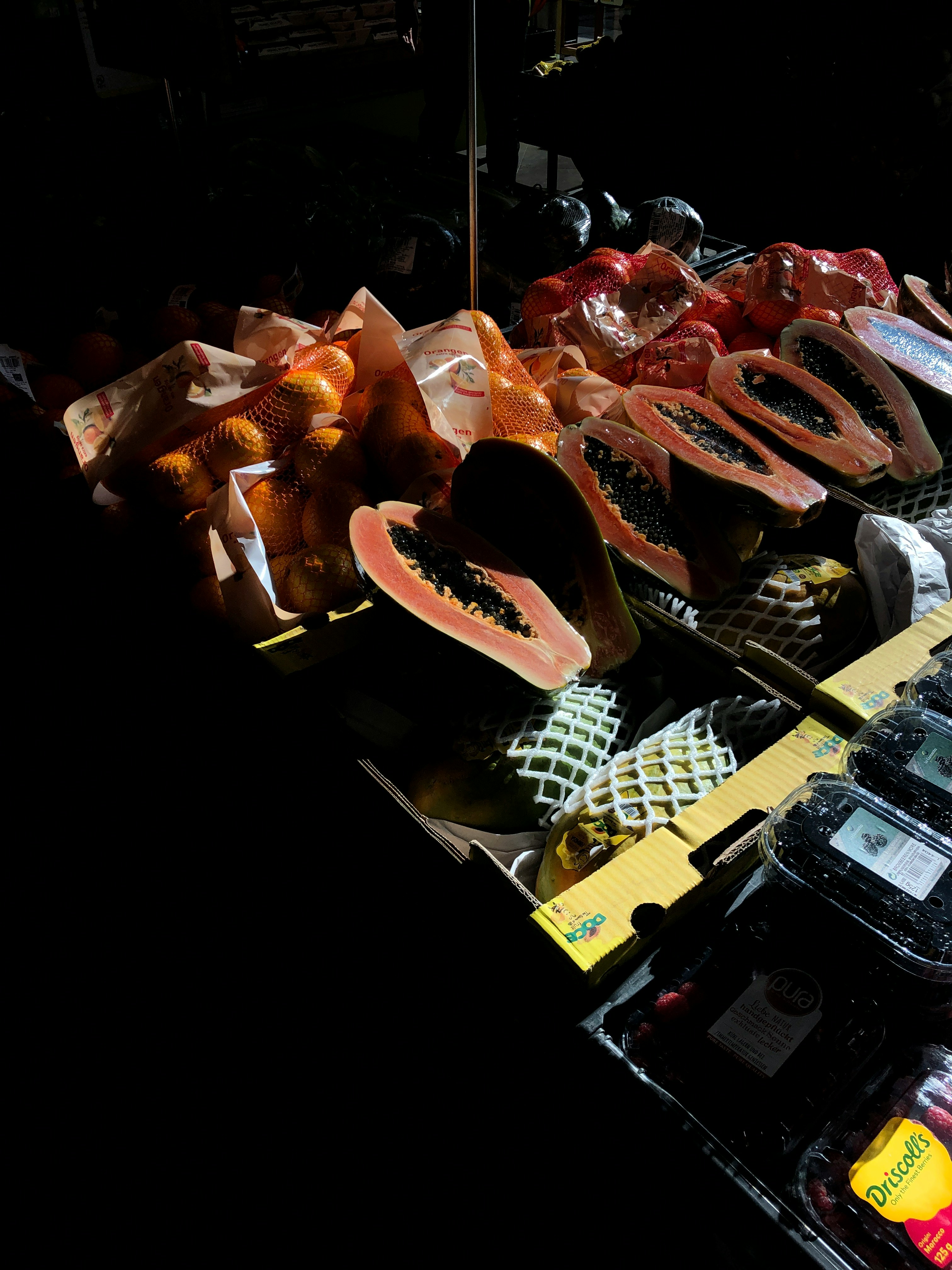 raw meat on display in the market