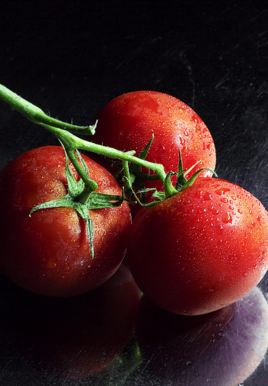 Ripe tomatoes on the vine.