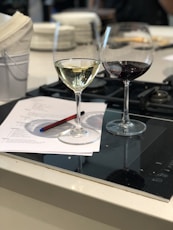 clear wine glass on table