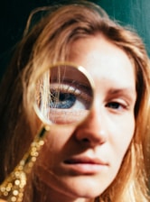 woman with gold hair clip