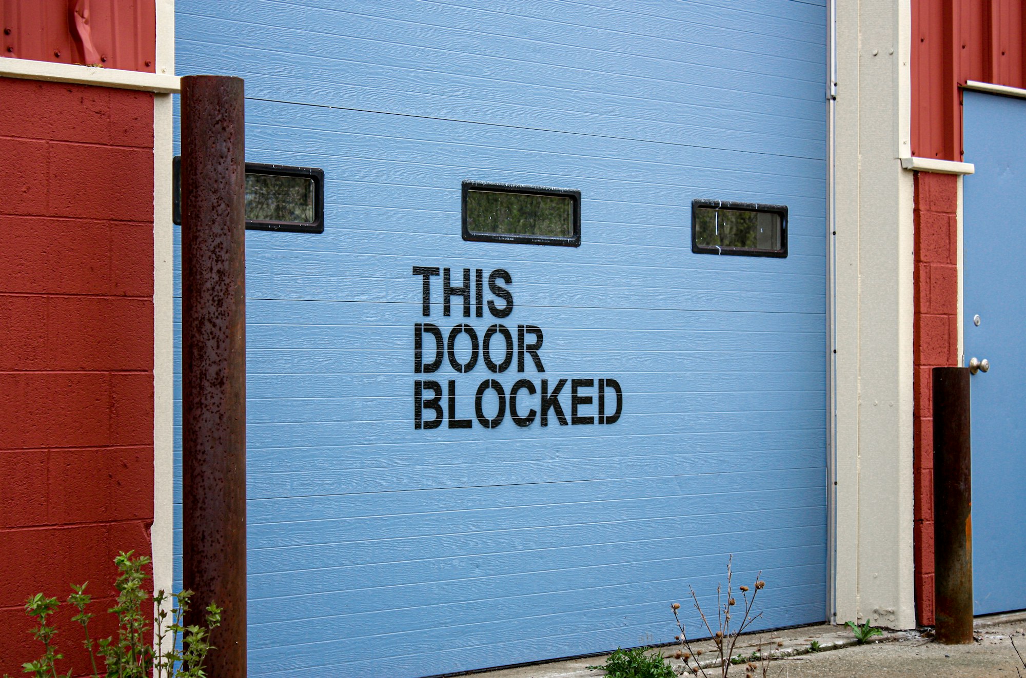 Industrial garage door blocked