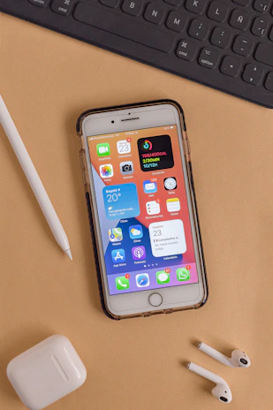 silver iphone 6 on brown wooden table