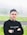 man in black crew neck shirt wearing black fitted cap