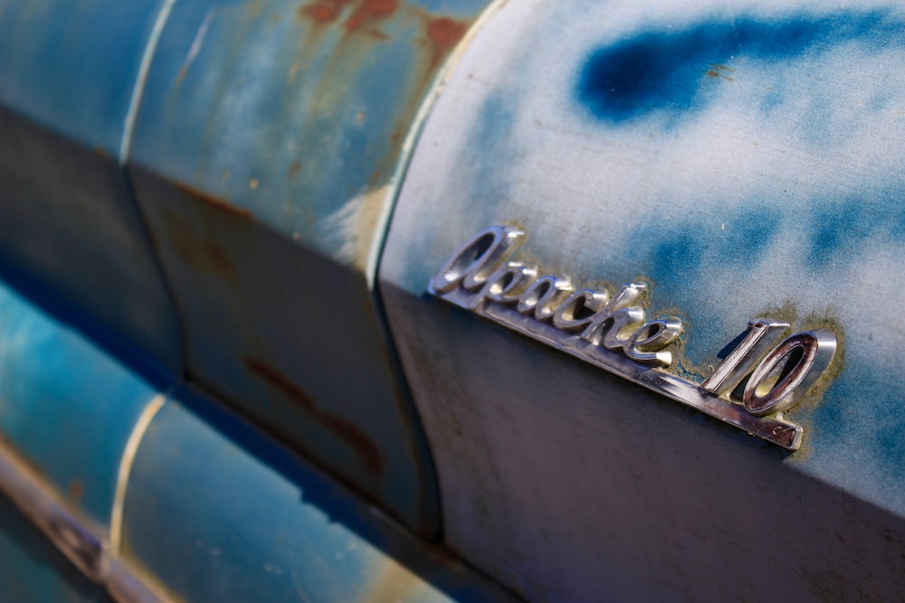 blue and silver car door