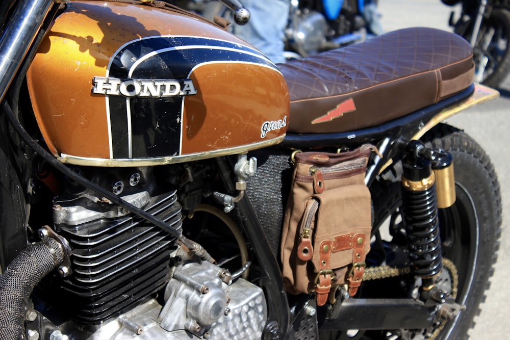 orange and black motorcycle engine