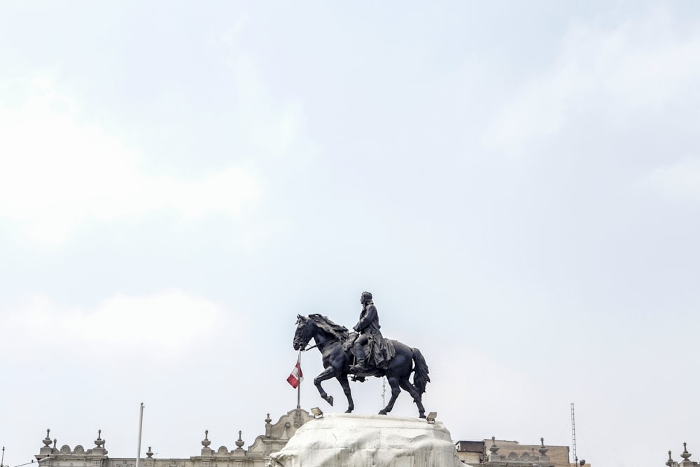 black horse statue under white sky during daytime