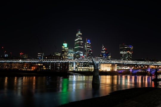 city skyline during night time in South Bank United Kingdom