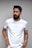 man in white crew neck t-shirt
