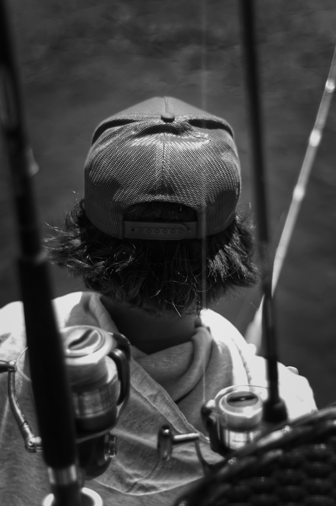 grayscale photo of person wearing knit cap