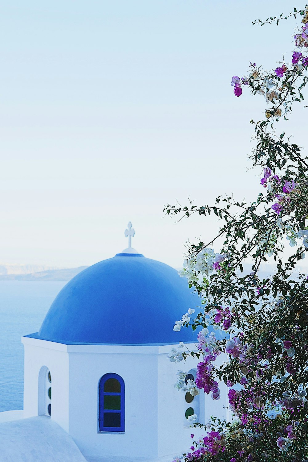 blue and white dome building