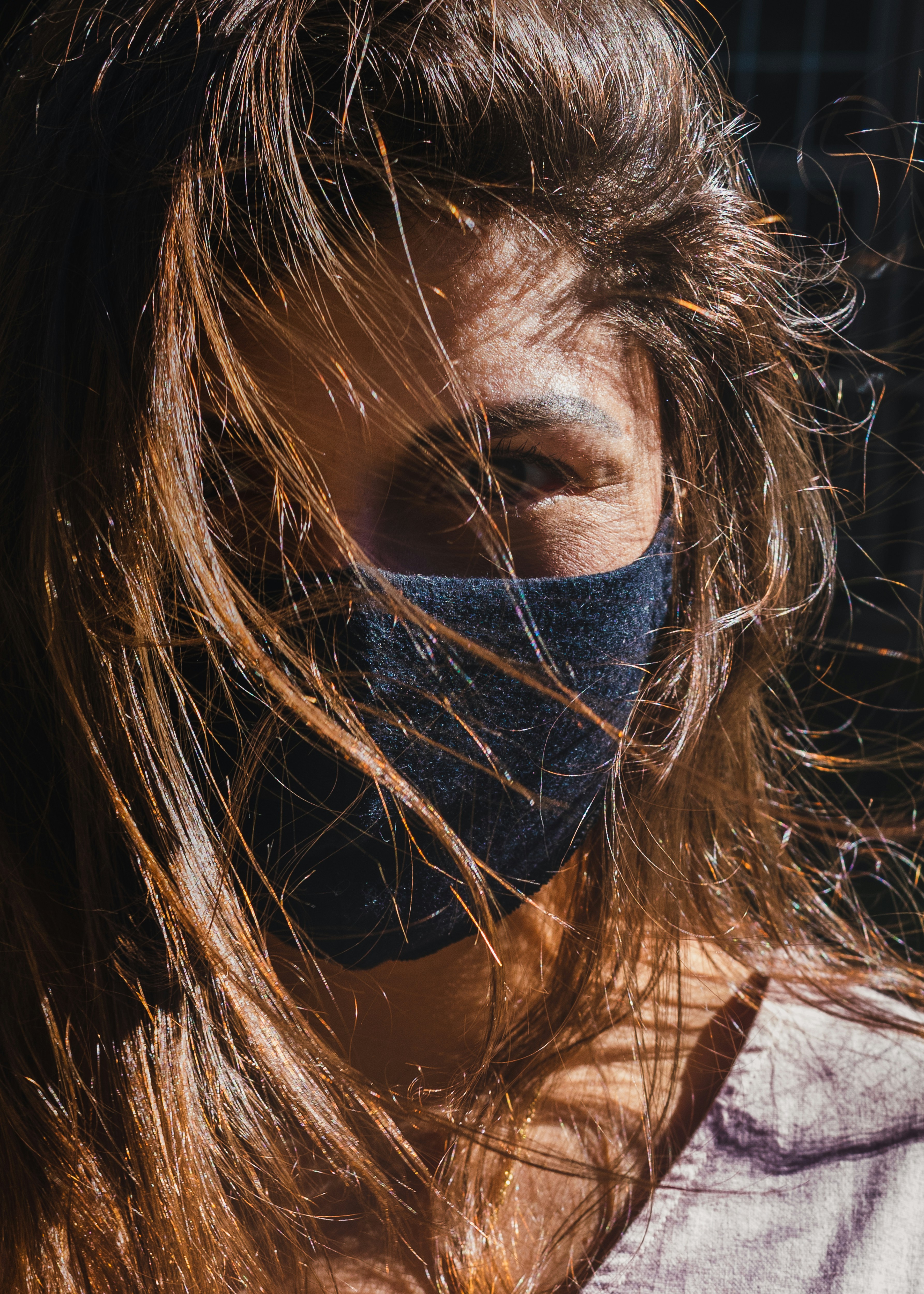 woman with black eye shadow