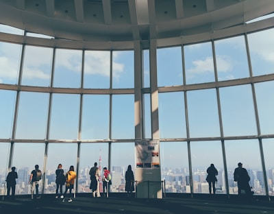 Night view of Tokyo skyline from a high-rise balcony