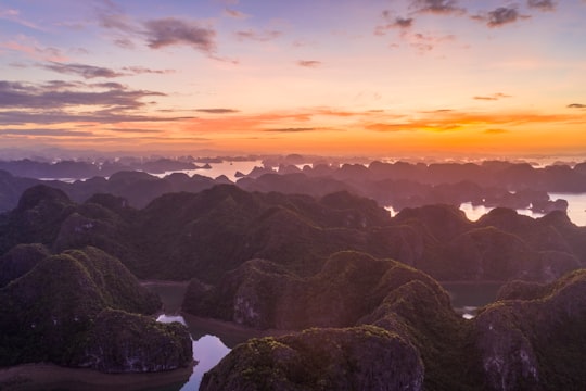 brown rocky mountain during sunset in Hai Phong Vietnam