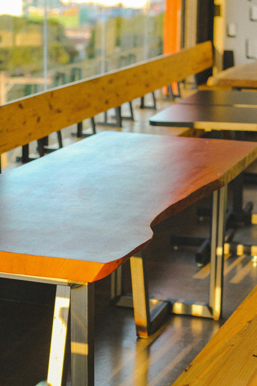 blue wooden table with chairs