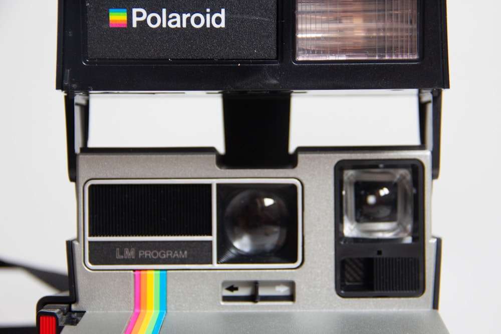 black and white polaroid instant camera