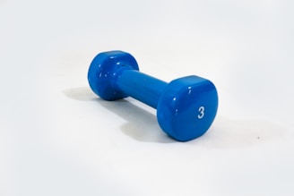 A single blue dumbbell with the number 3 printed on it, resting on a plain white background.