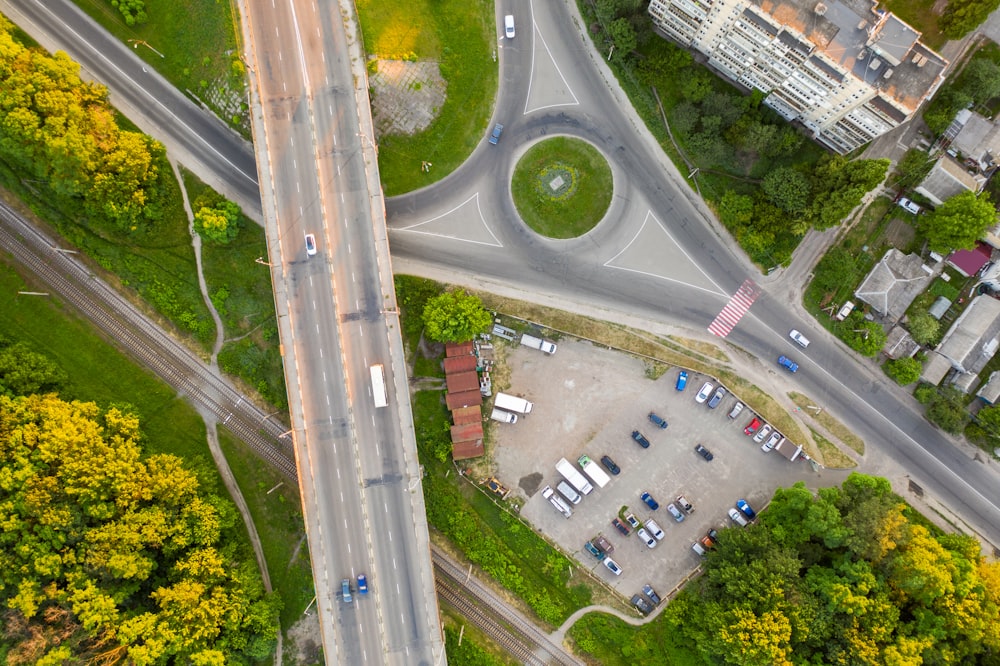 aerial view of cars on road during daytime