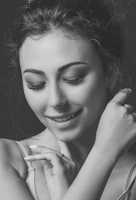 A serene portrait of a woman expressing relief and gratitude after treatment.