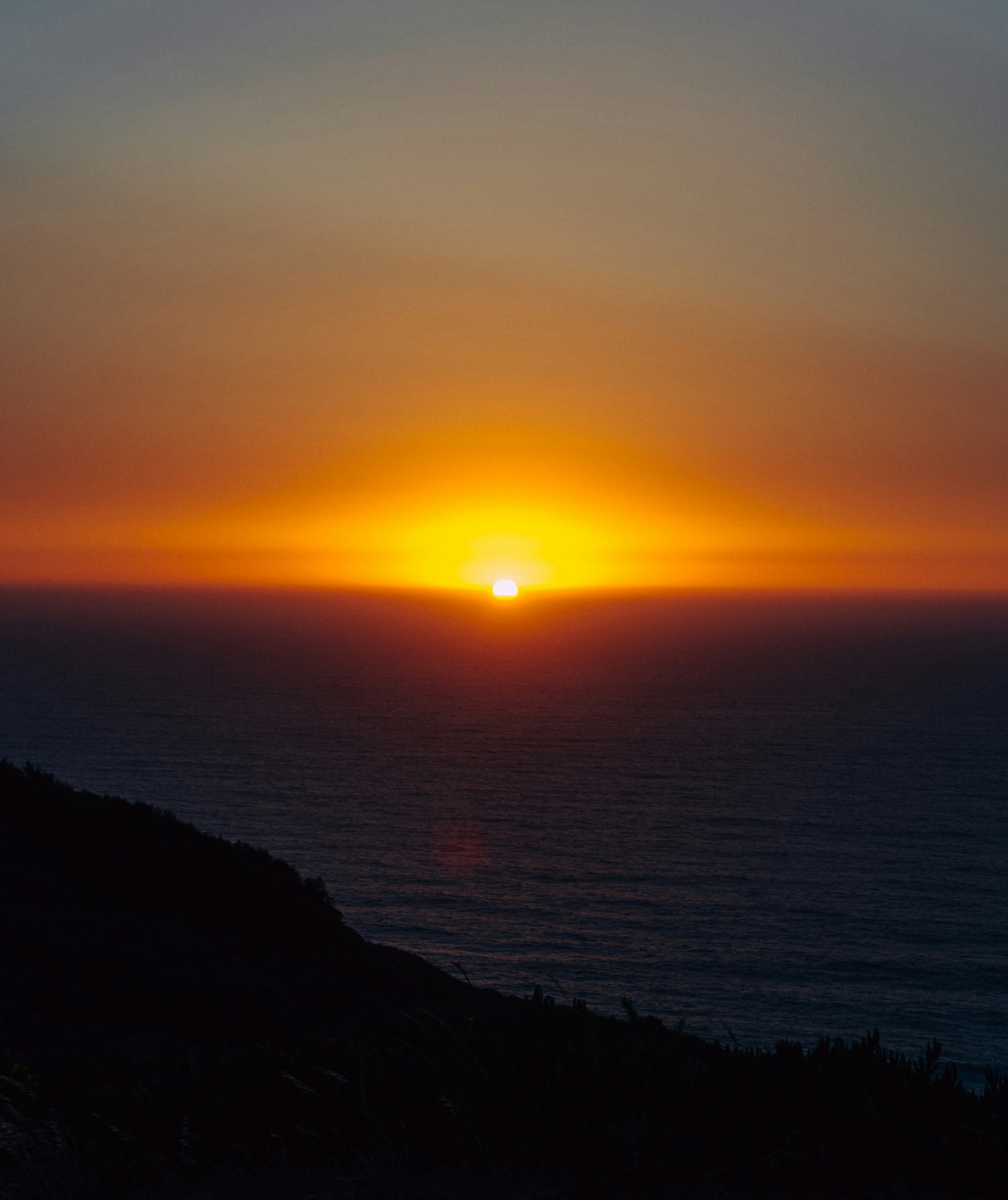 silhouette of mountain during sunset