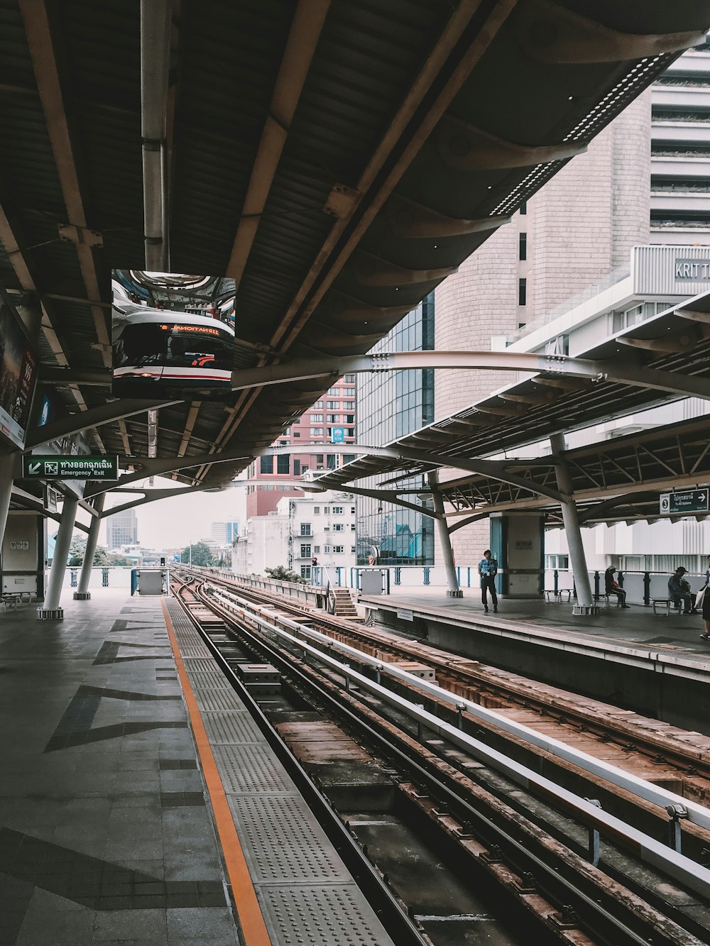 brown and white train station