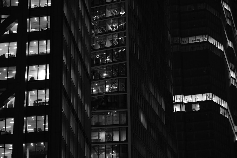 grayscale photo of high rise building