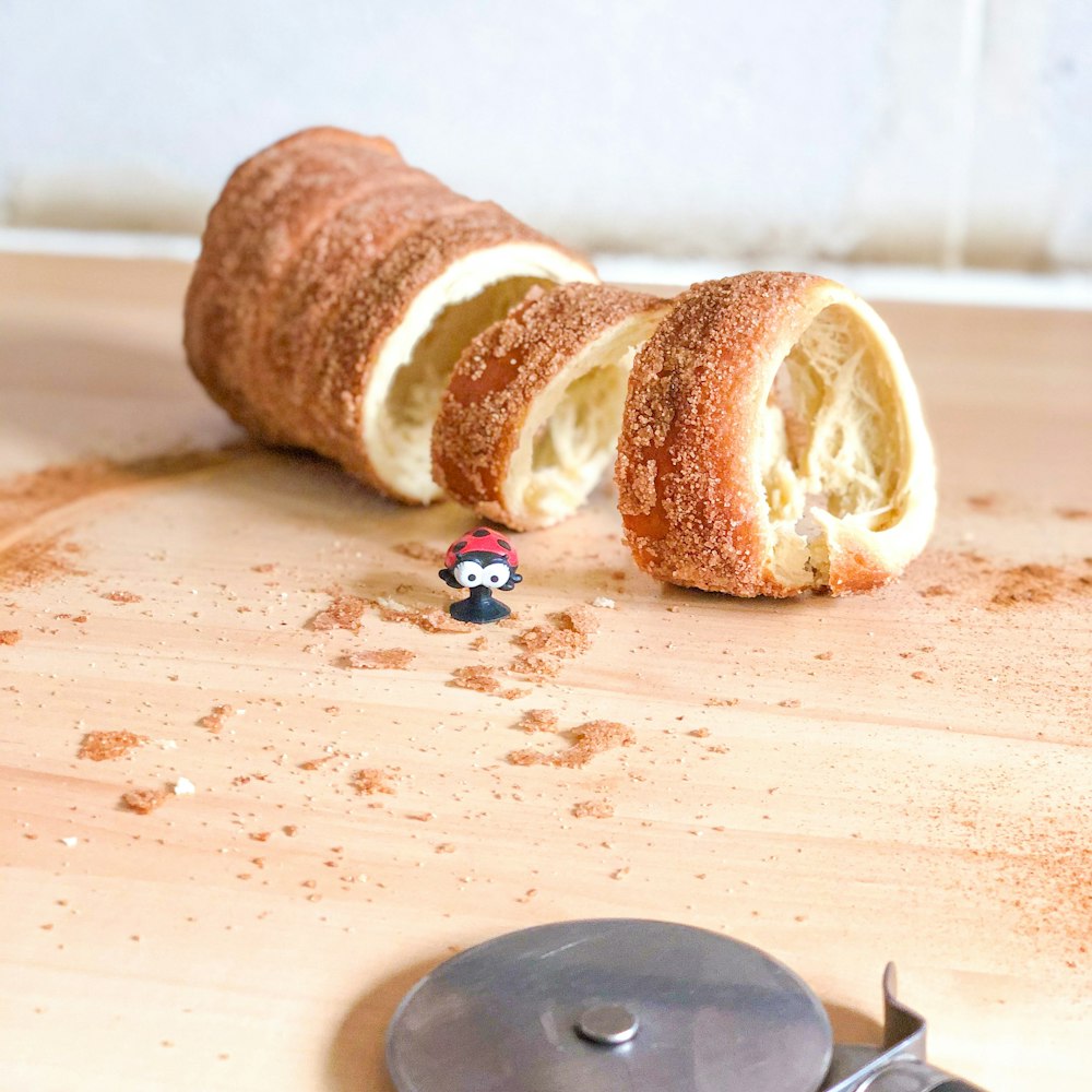 brown bread on white table