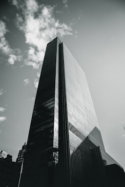 grayscale photo of high rise building