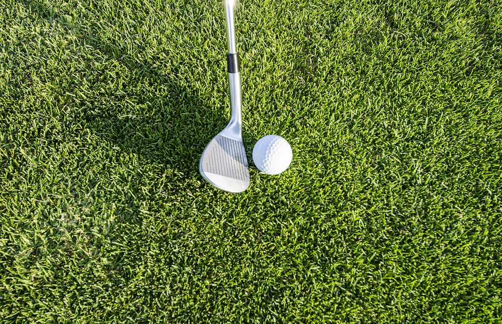 Club de golf blanc sur un terrain en herbe verte